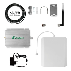VEGATEL VT-900E/3G-kit - Комплект, 65 дБ/32 мВт, 5D-FB 10м, панельная + штыревая ант.