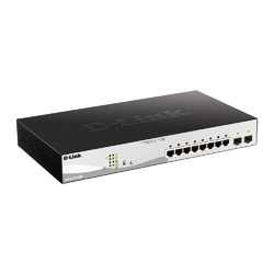 D-Link DGS-1210-10MP - Настраиваемый коммутатор WebSmart с 8 портами 10/100/1000Base-T и 2 портами 1000Base-X SFP