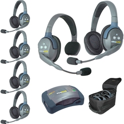 Eartec HUB 6-15 - Комплект UltraLITE & HUB 6 абонентов с гарнитурами 1 Single 5 Double Headsets