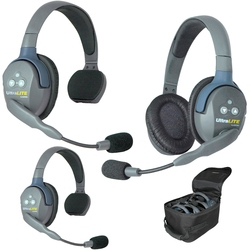 Eartec UltraLITE 3-21 - Комплект UltraLITE 3 абонента с гарнитурами 2 Single 1 Double Headsets