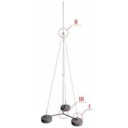 GALMAR GL-21121 - Молниеприемник-мачта, 4,0 м; на 3х бетонных основаниях; одноступенчатая тросовая поддержка; оцинкованная сталь