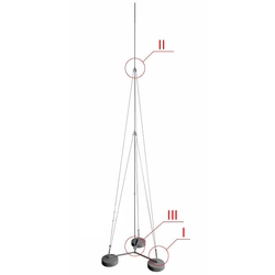 GALMAR GL-21124 - Молниеприемник-мачта, 5,5 м; на 3х бетонных основаниях; двухступенчатая тросовая поддержка; оцинкованная сталь