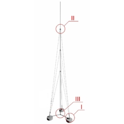 GALMAR GL-21127 - Молниеприемник-мачта, 7,0 м; на 3х бетонных основаниях; трехступенчатая тросовая поддержка; оцинкованная сталь