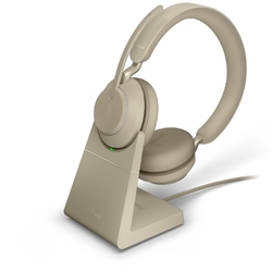 Jabra Evolve2 65, Link380a MS Stereo Stand Beige [26599-999-988] беспроводная стерео гарнитура, MS, USB-A+зарядная подставка