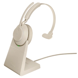 Jabra Evolve2 65, Link380a UC Mono Stand Beige [26599-889-988] - Беспроводная моно гарнитура, UC, USB-A+зарядная подставка