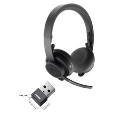 Logitech Headset Wireless Zone UC Graphite [981-000914] - Беспроводная Bluetooth-гарнитура с донглом