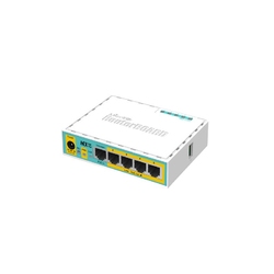 Mikrotik hEX PoE lite - Маршрутизатор с пятью портами 10/100М в пластмассовом корпусе, USB 2.0 портом и возможностью подачи питания PoE на 4 сетевых порта