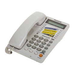Panasonic KX-TS2365RUW - Аналоговый проводной телефон, ЖК-дисплей с часами, спикерфон 