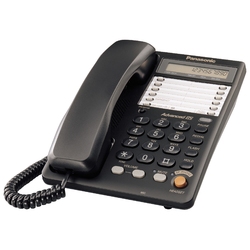 Panasonic KX-TS2365RUB - Аналоговый проводной телефон, ЖК-дисплей с часами, спикерфон