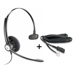 Plantronics Entera NC HW111N/U10P-S19 - Профессиональная телефонная гарнитура в комплекте с переходником Plantronics U10P-S19