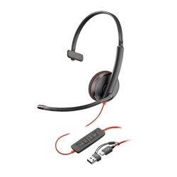 Poly Blackwire 3210 Monaural USB-C Headset +USB-C/A Adapter (Bulk) [8X214A6] - Гарнитура (Plantronics)