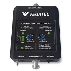 VEGATEL VT-1800 (LED) - Репитер, 60 дБ/20 мВт, новый черный корпус со шкалой