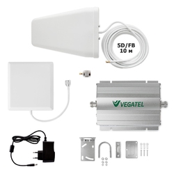 VEGATEL VT-900E/1800-kit (home, LED) - Комплект,  65 дБ/32 мВт, ручн. и авт. регулировка, ant-8Y + Pi ант., 5D-FB 10м каб.сб.