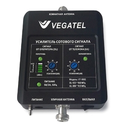 VEGATEL VT-900E (LED) - Репитер, 60 дБ/20 мВт, новый черный корпус со шкалой