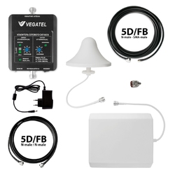VEGATEL VT2-3G-kit (офис) (LED) - Комплект, 70 дБ/100 мВт, корпус со шкалой, ant-PO + Di ант., 5D-FB 10м + 5м каб.сб.
