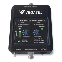 VEGATEL VT2-3G (LED) - Репитер, 70 дБ/100 мВт, новый черный корпус со шкалой
