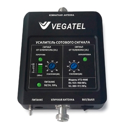 VEGATEL VT2-900E (LED) - Репитер, 70 дБ/100 мВт, новый черный корпус со шкалой