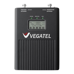 VEGATEL VT3-2600 (LED) - Репитер, 80 дБ/500 мВт, РРУ, АРУ, индикатор экранировки, умная автоподстройка, черный корпус с  экраном