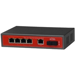 WI-TEK WI-PS105F - PoE-коммутатор с 4-портовым PoE