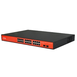 WI-TEK WI-PS326GF - Коммутатор 24GE+2SFP, разъем PoE 48V с 24-портовым PoE