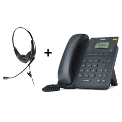 Yealink SIP-T19 E2/Accutone TB7RJ-AC-U10P-S - Комплект IP-телефона с гарнитурой на два уха