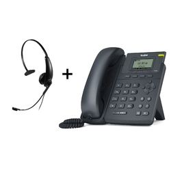 Yealink SIP-T19 E2/Accutone TM7RJ-AC-U10P-S - Комплект IP-телефона с гарнитурой на одно ухо