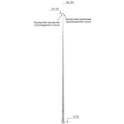 ZandZ ZZ-204-235 - Опора системы тросовой молниезащиты с двумя узлами крепления троса (высота подвеса 35 м)