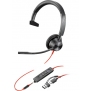 Poly Blackwire 3315 Monaural Microsoft Teams Certified USB-C +3.5mm Plug +USB-C/A Adapter [8X218AA]